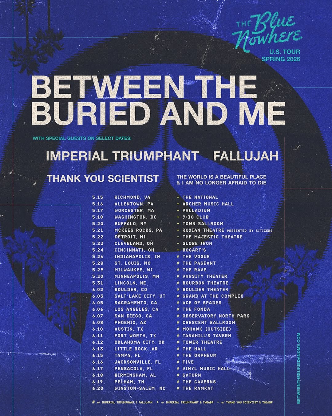 Between The Buried And Me The Blue Nowhere Tour Poster 2026
